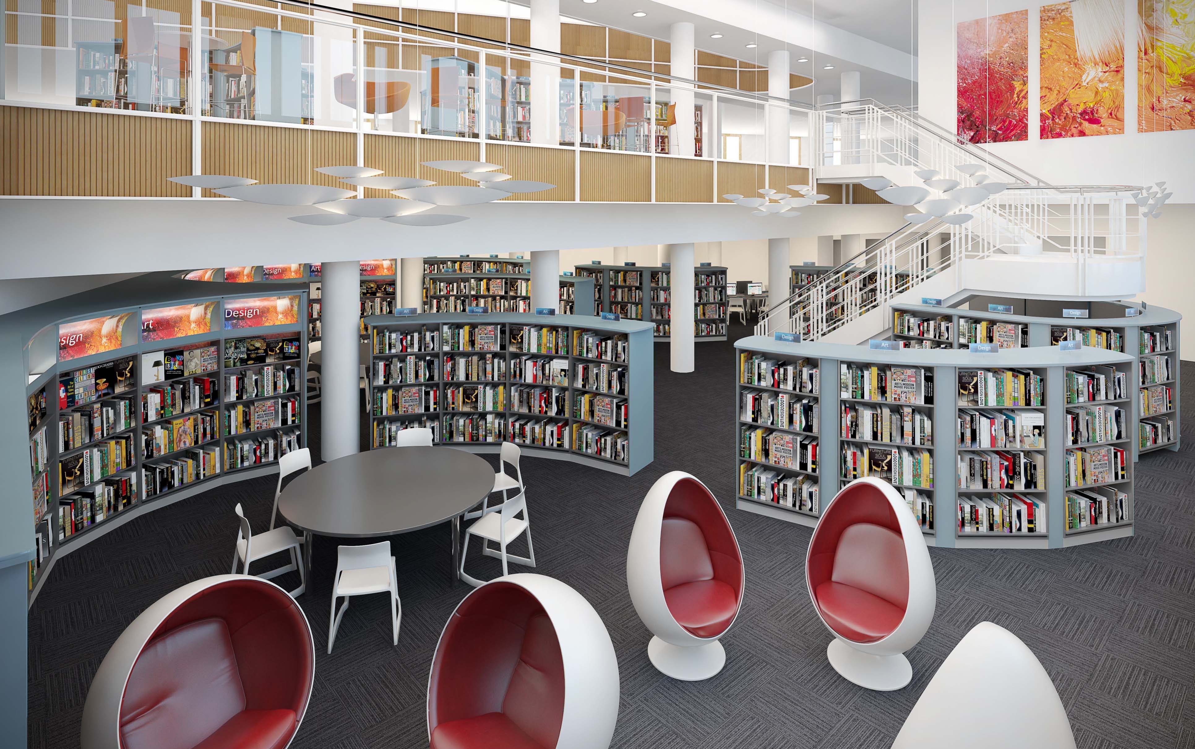 Какая библиотека лучше. Проект библиотека будущего Кэти Патерсон. Современная библиотека. Интерьер библиотеки. Школьная библиотека будущего.