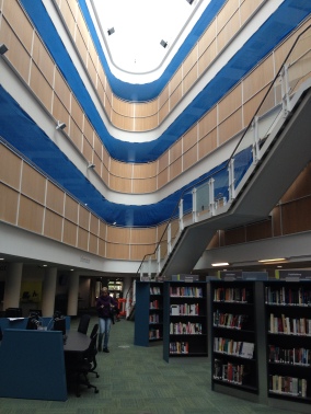 Blue netting to enable the rest of Boots Library to be used during refurbishment of levels 1, 2 and 3.